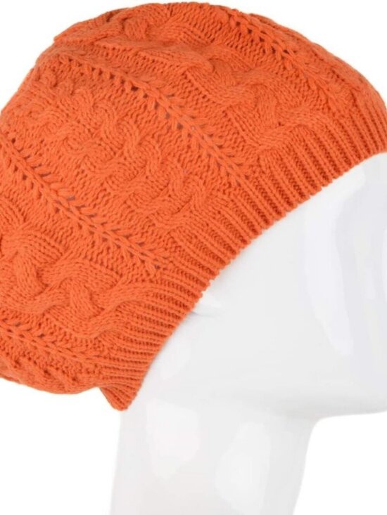 Women\'s Crochet Knitted Style Beanie Slouchy Hat Orange main image 5